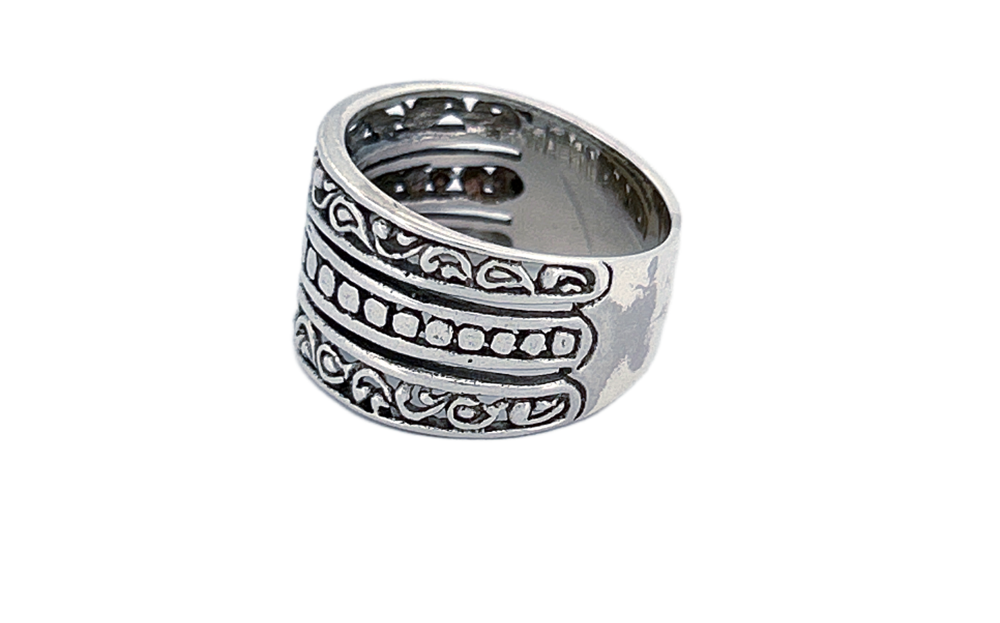 Sterling Silver Ornate Band Ring – Vintage Pattern