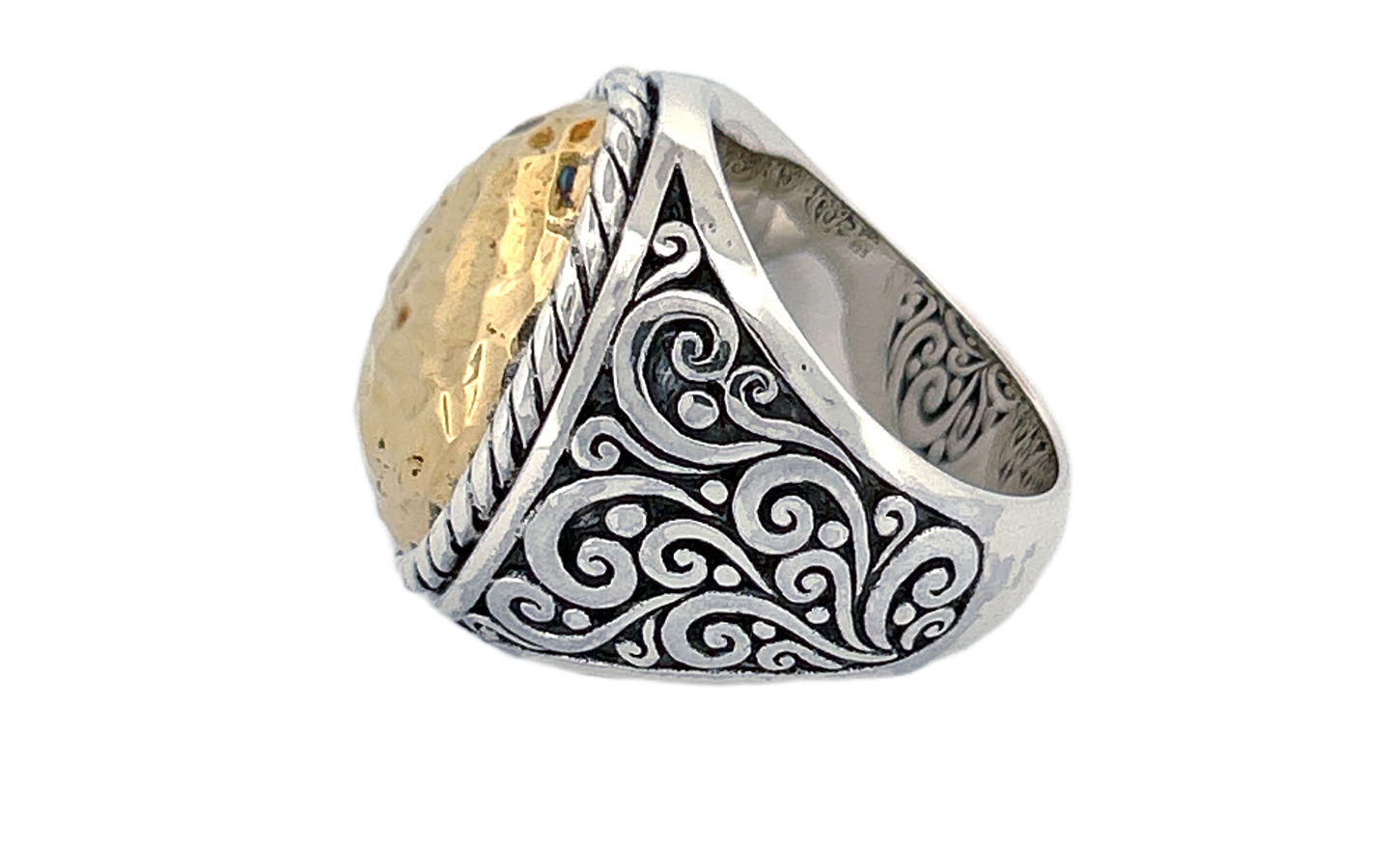Sterling Silver & Hammered Brass Statement Ring