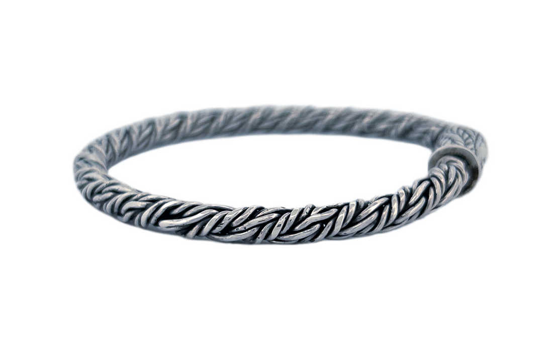 Handmade Sterling Silver Rope Bracelet with Decorative Spring Lock-CB28