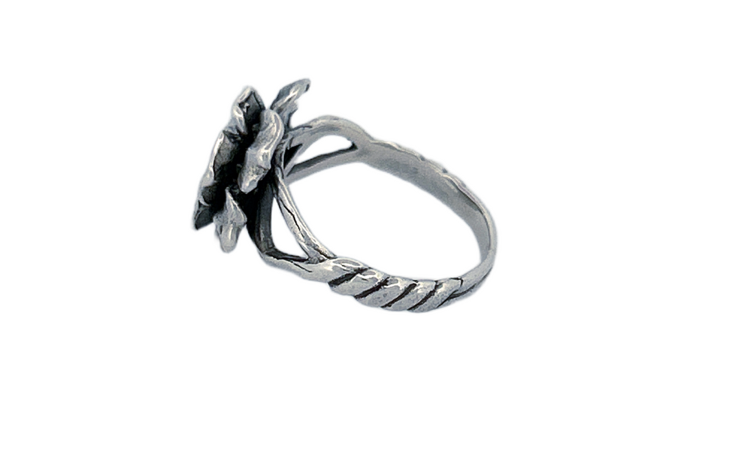 Sterling Silver 3D Rose Ring