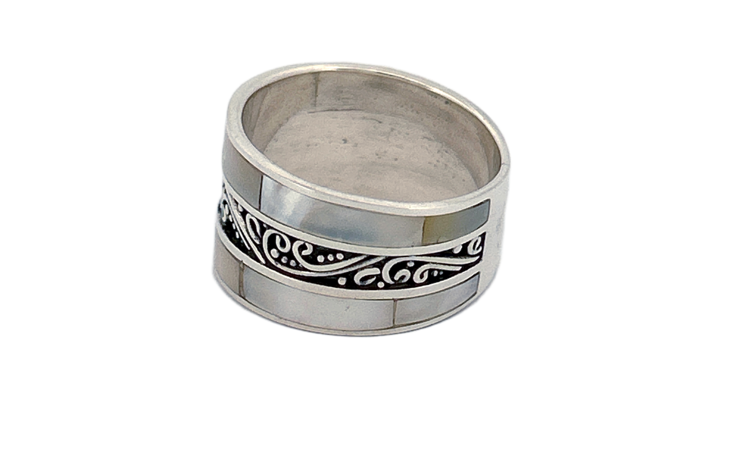 Sterling Silver Mother of Pearl Band Ring