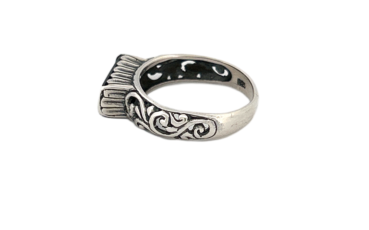 Sterling Silver Rectangular Black Onyx Ring