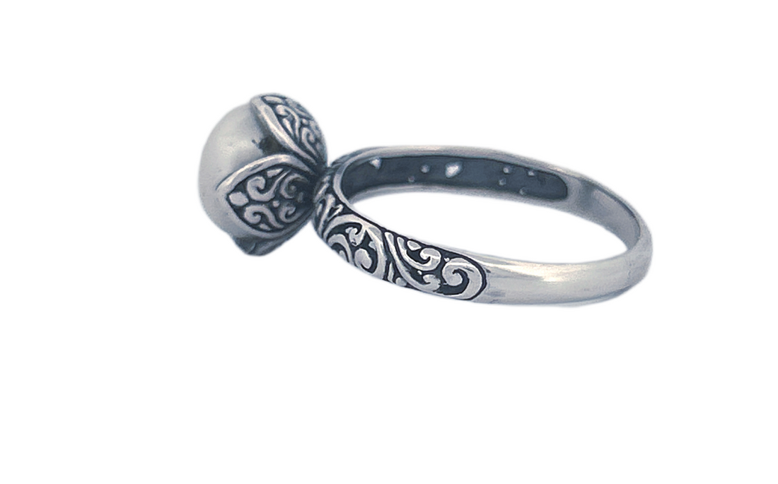 Sterling Silver Filigree Ring with Freshwater Pearl