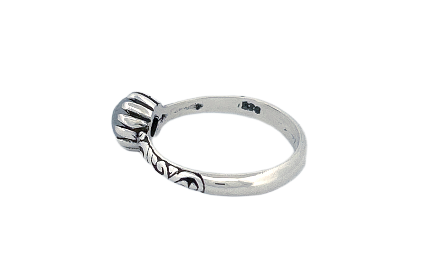 Sterling Silver Moonstone Ring – Vintage Floral Design