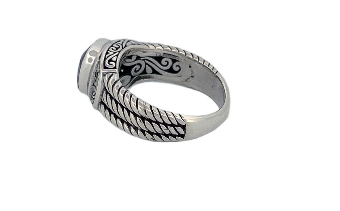 925 Sterling Silver Cushion Cut Natural Amethyst Ring - R42
