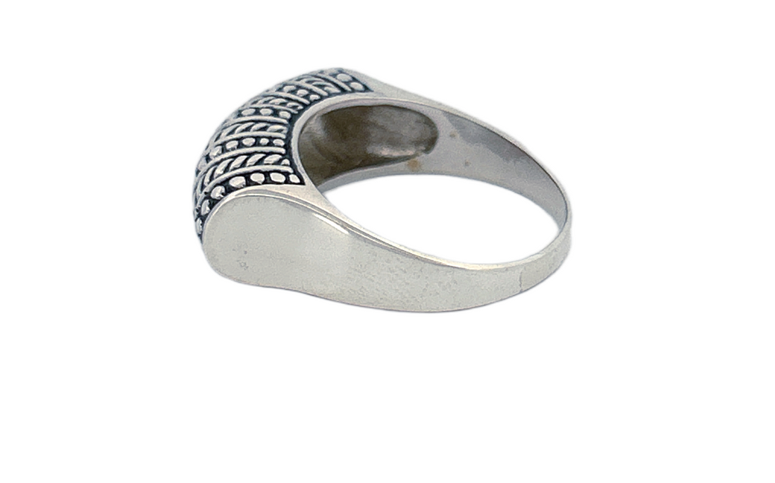 Sterling Silver Textured Band Ring – Dot & Rope Pattern