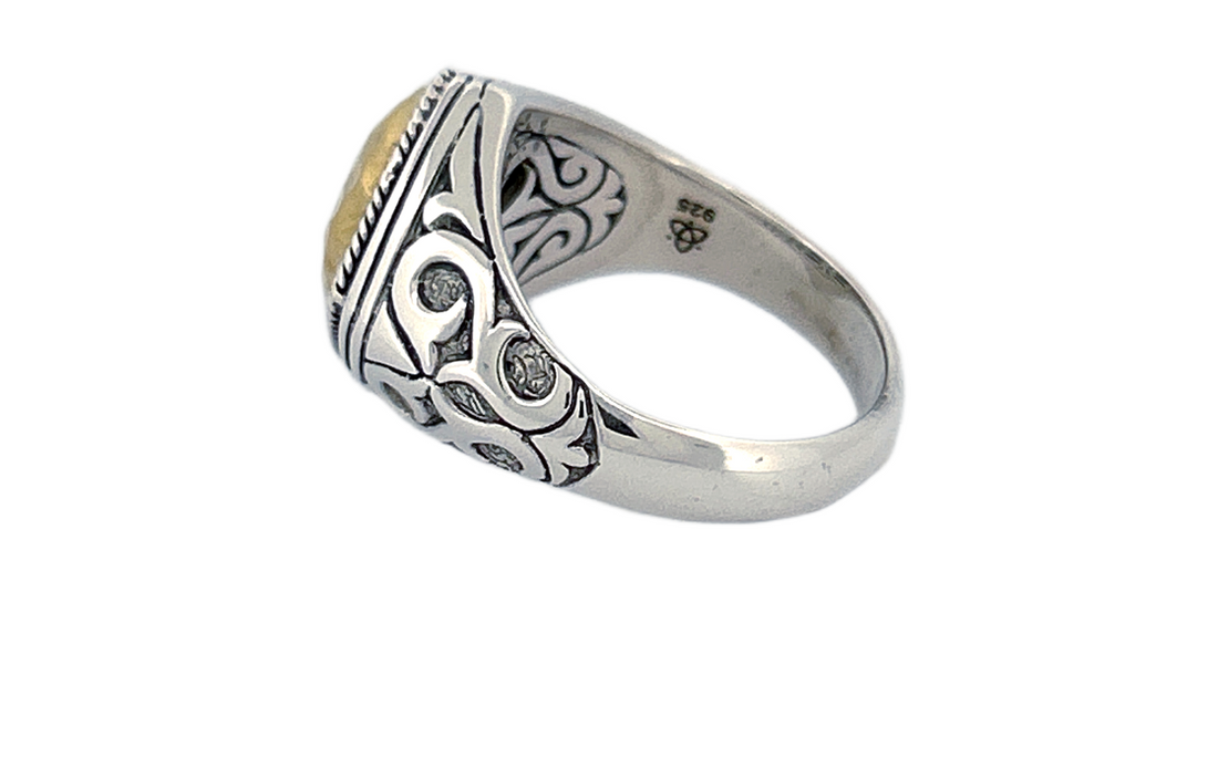 Sterling Silver & Hammered Brass Statement Ring