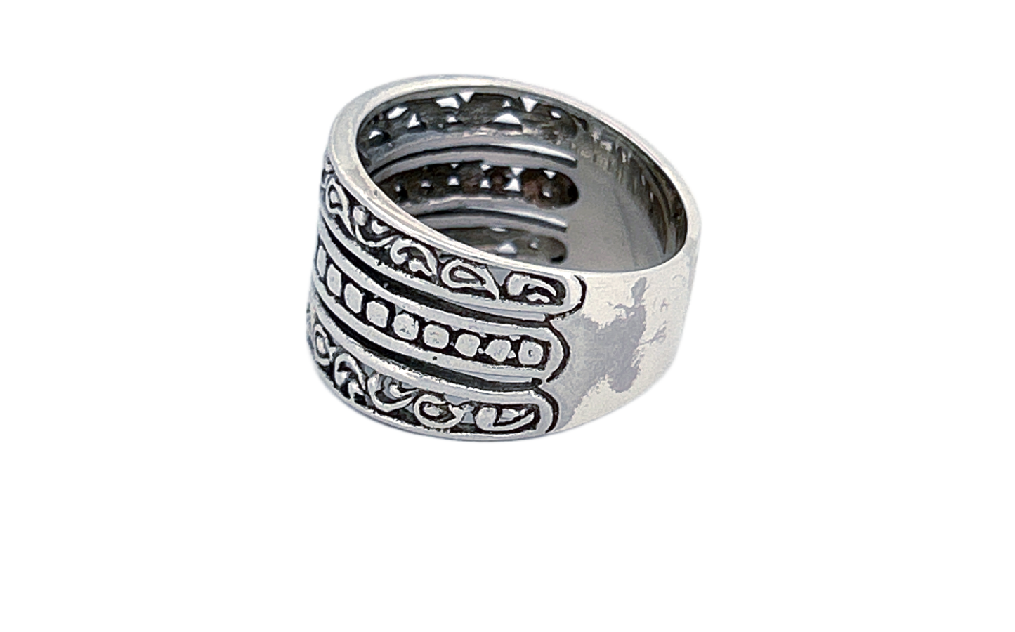 Sterling Silver Ornate Band Ring – Vintage Pattern