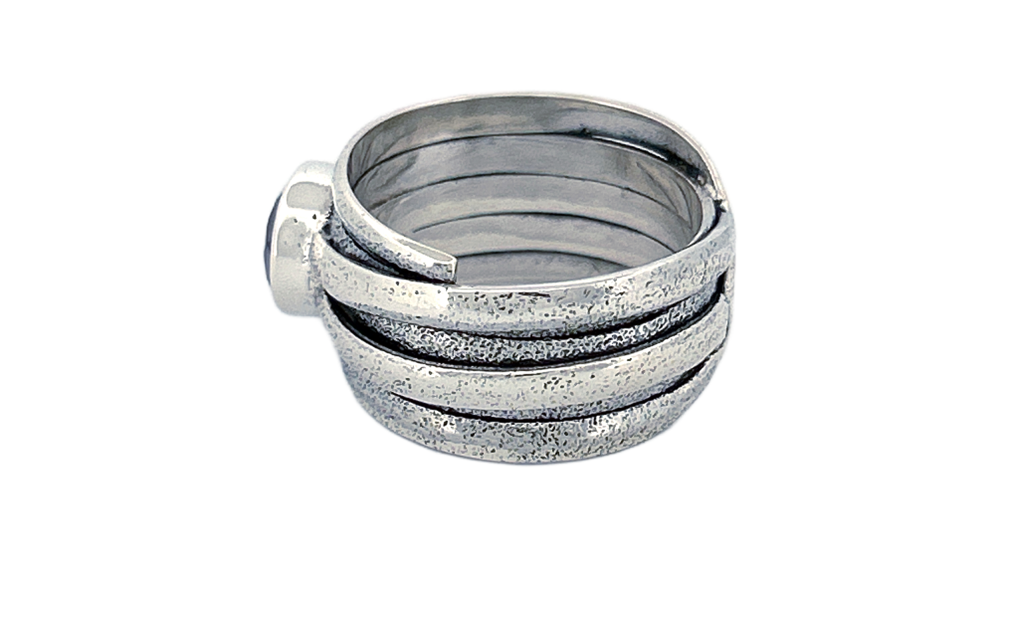 Sterling Silver Amethyst Ring – Textured Wrap Design