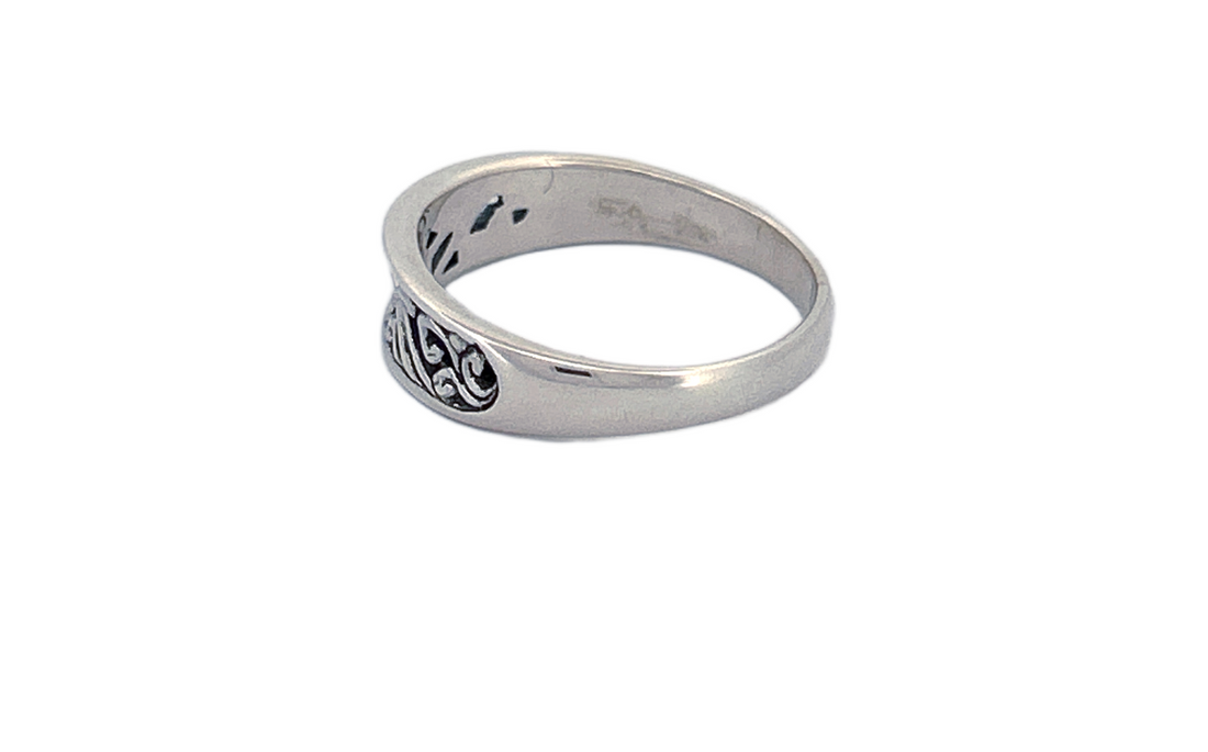 Sterling Silver Band Ring – Swirl Pattern Design