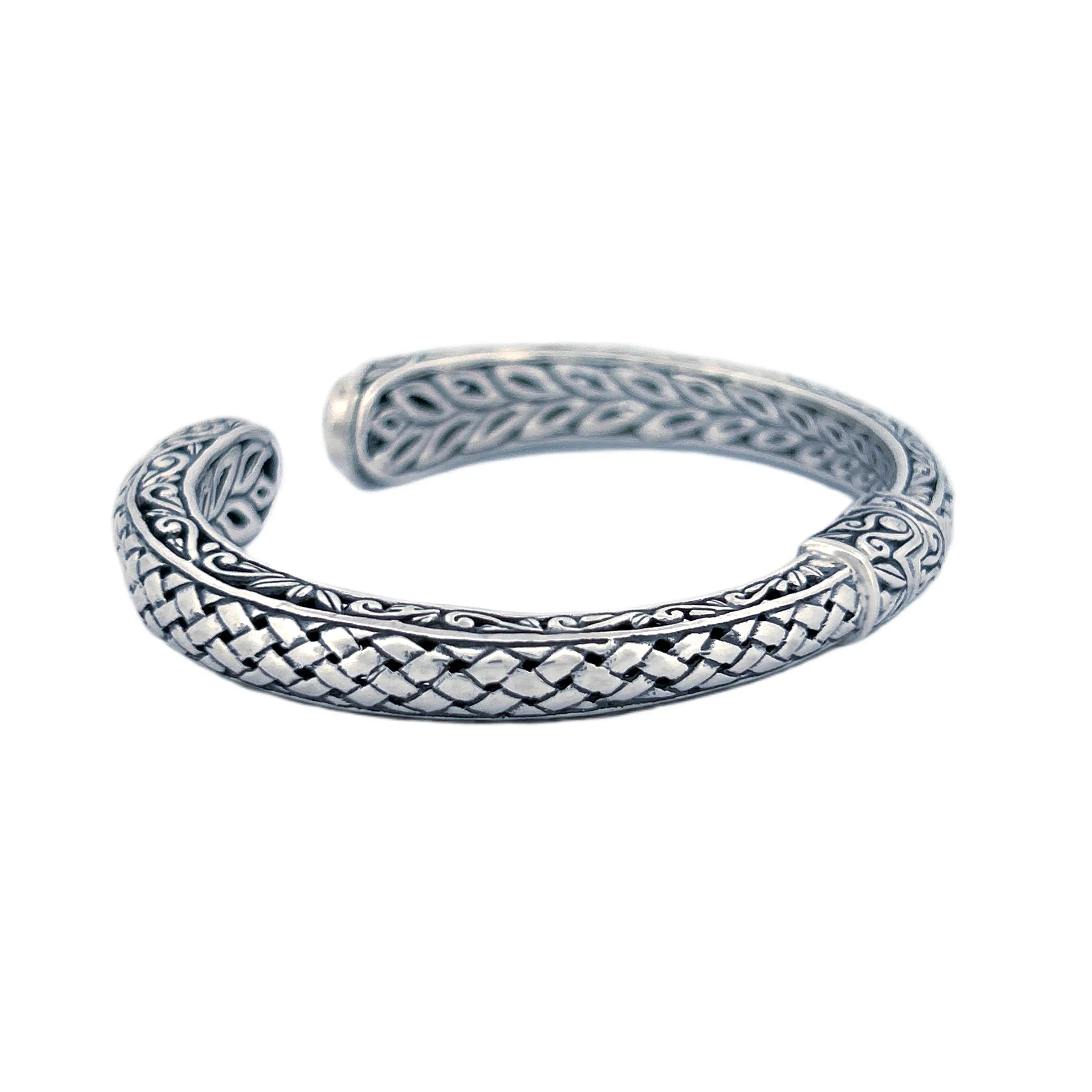 Signature Artisan Silver Bangle with Amethyst Ends