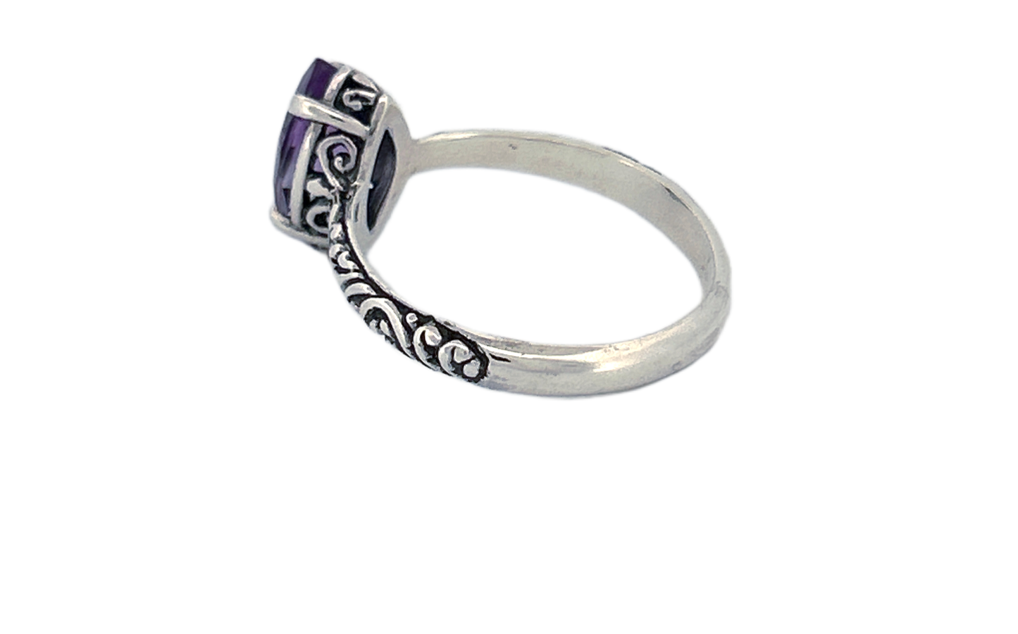 Sterling Silver Gemstone Ring – Marquise Cut Amethyst or Blue Topaz
