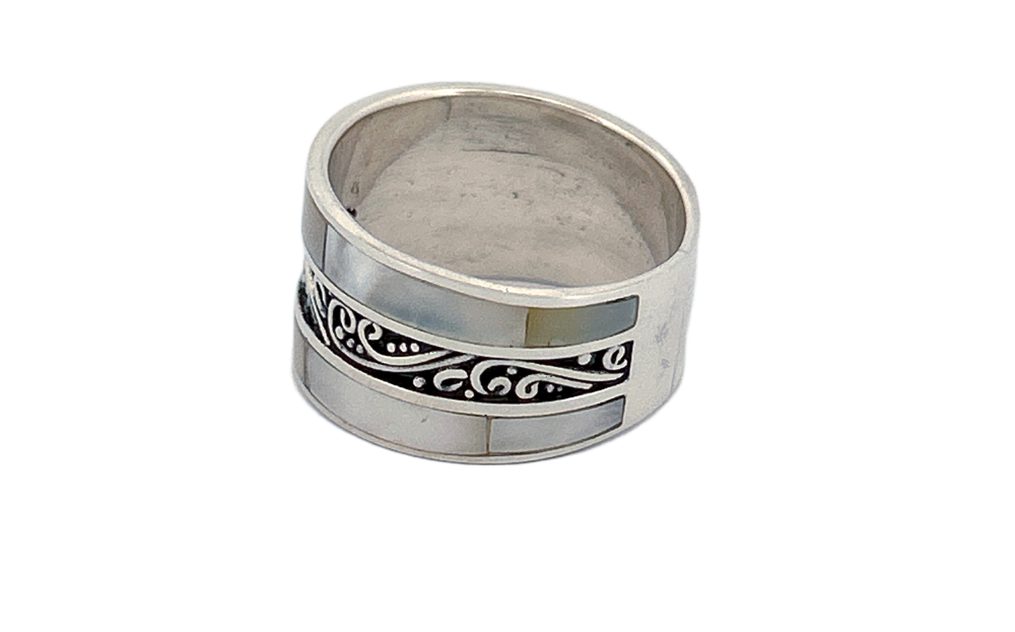 Sterling Silver Mother of Pearl Band Ring