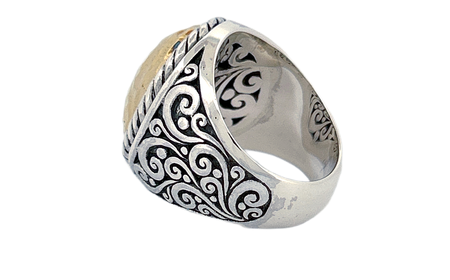 Sterling Silver & Hammered Brass Statement Ring