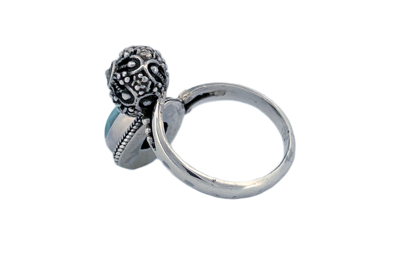 Sterling Silver Larimar Ring – Open Design
