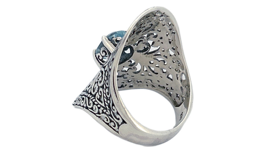 Sterling Silver Gemstone Ring – Blue Topaz or Amethyst