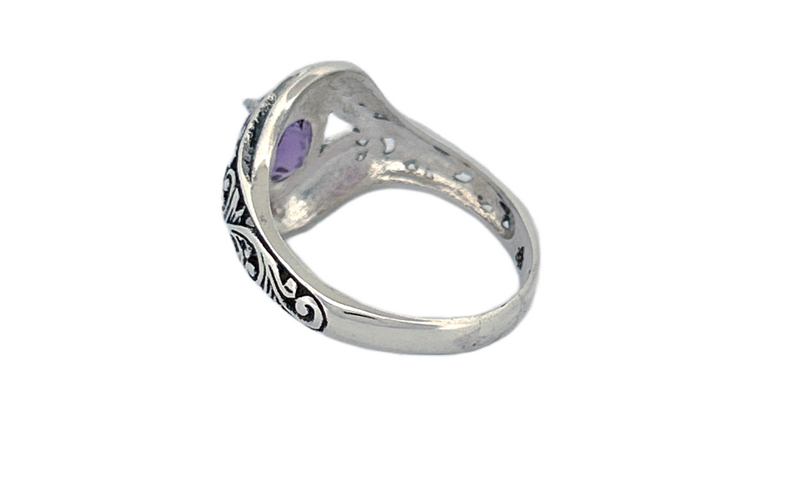 Sterling Silver Gemstone Ring – Amethyst & Blue Topaz