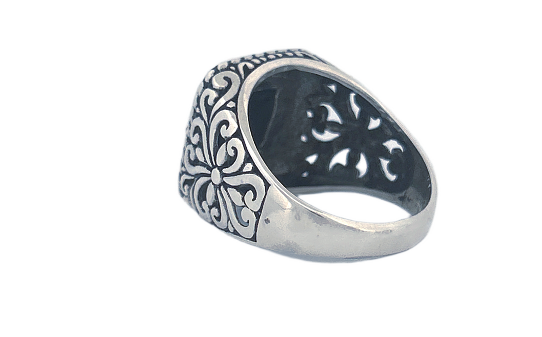 Sterling Silver Abalone Ring – Square Design