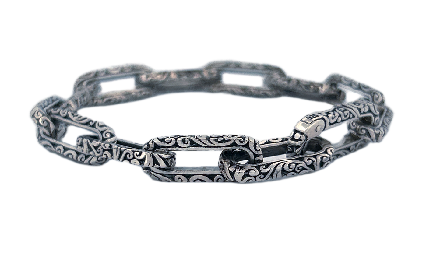 Handmade Sterling Silver Paper Clip Chain Link Bracelet-CB36