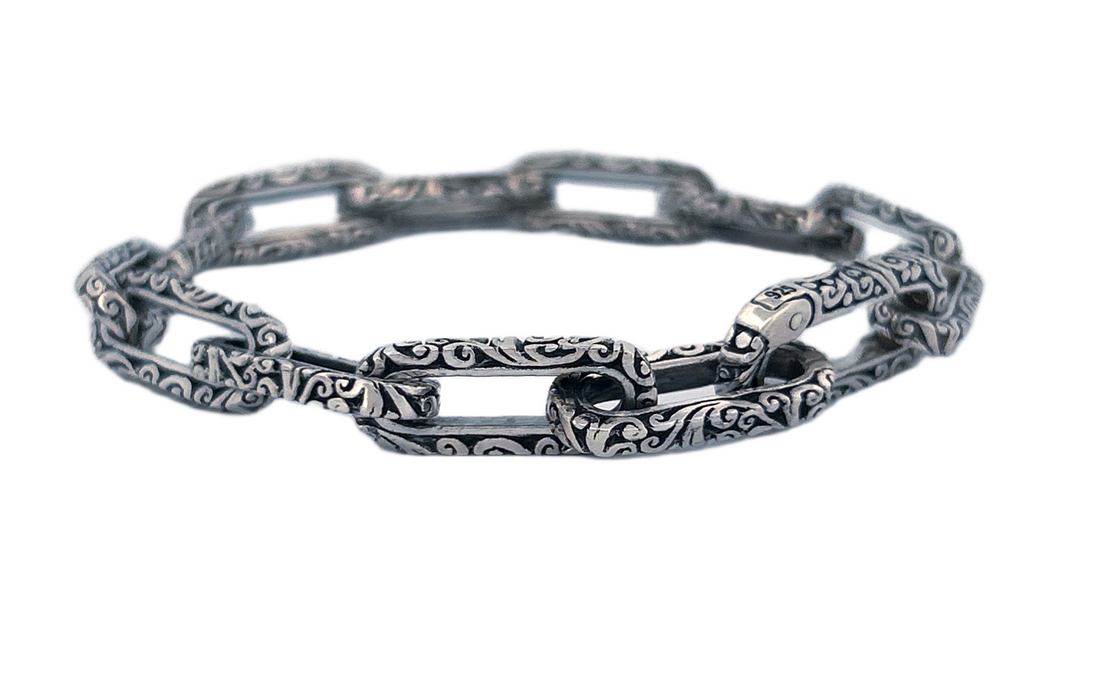Handmade Sterling Silver Paper Clip Chain Link Bracelet-CB36