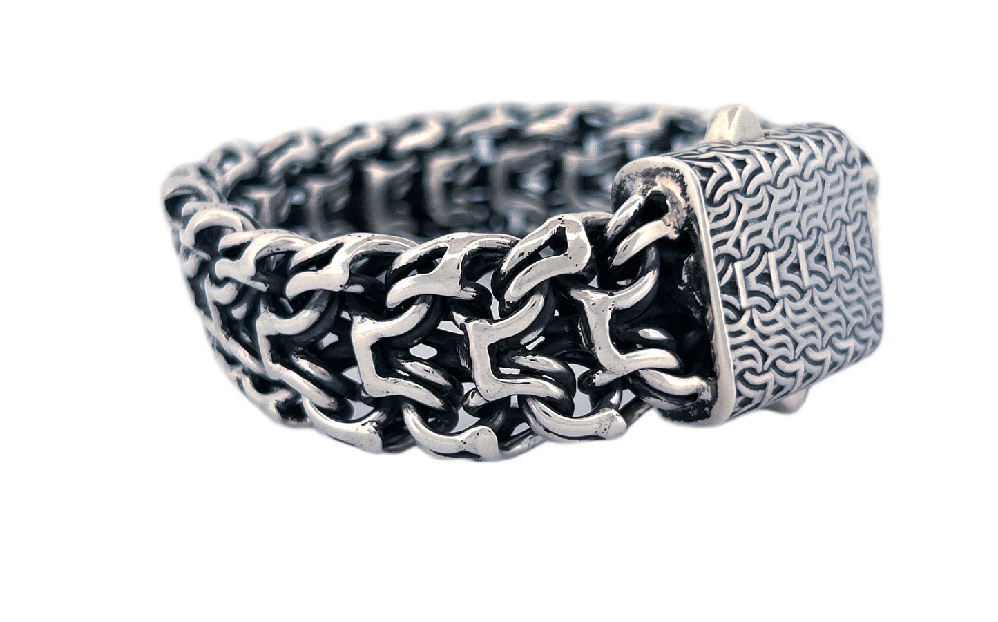 Ramses Style Solid Sterling Silver Bracelet – Thick, Wide & Hand-Carved Statement Piece CB32