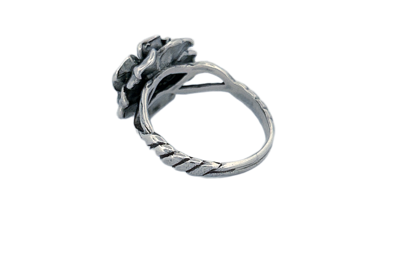 Sterling Silver 3D Rose Ring