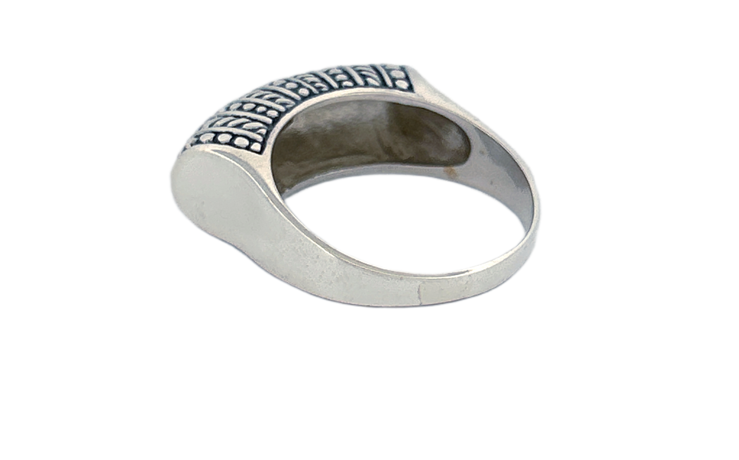 Sterling Silver Textured Band Ring – Dot & Rope Pattern