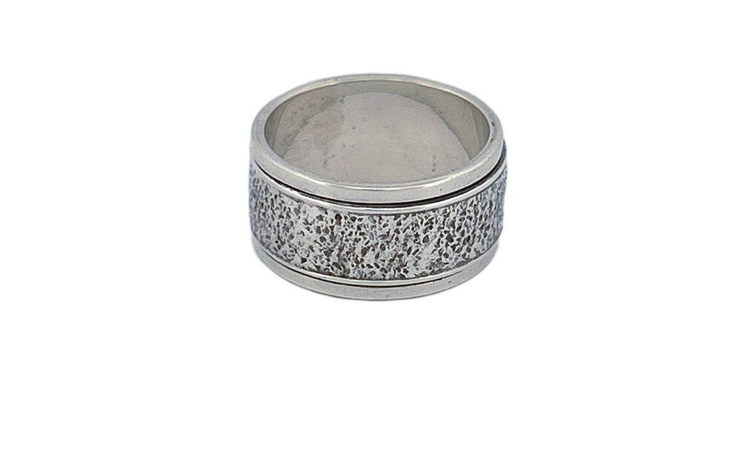 Sterling Silver Spinner Ring – Textured Band Design