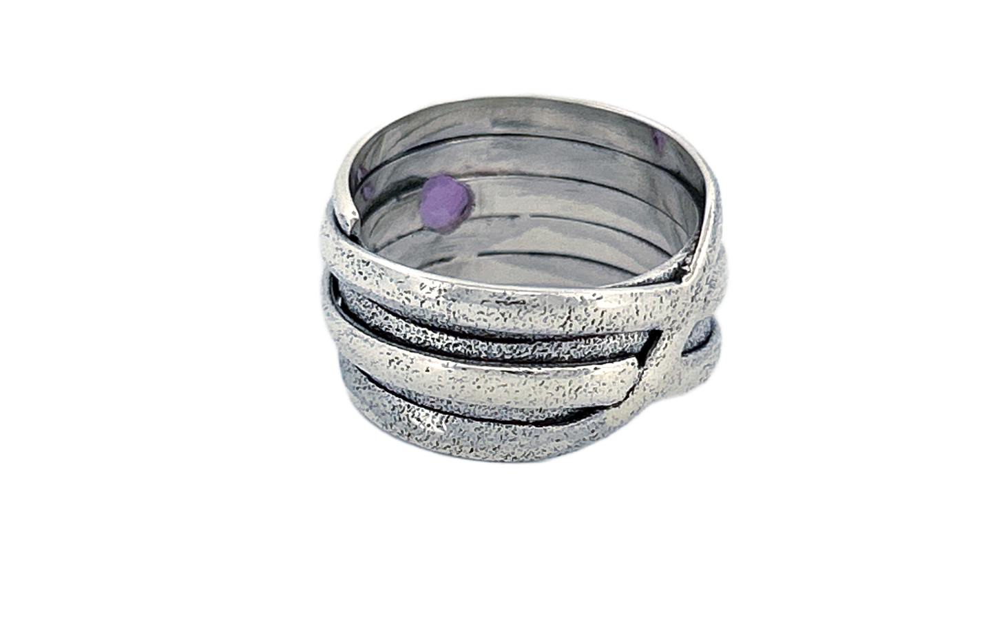 Sterling Silver Amethyst Ring – Textured Wrap Design