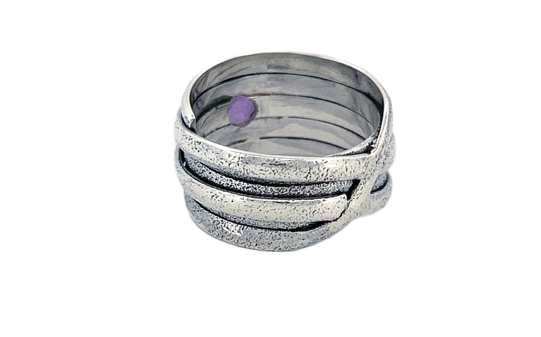 Sterling Silver Amethyst Ring – Textured Wrap Design