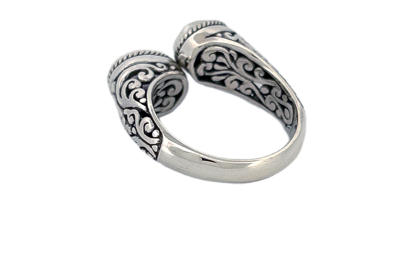 925 Sterling Silver Natural Amethyst Bypass Ring-R37