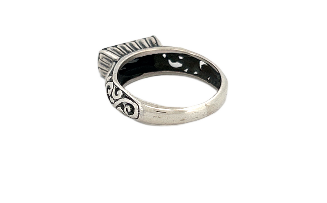 Sterling Silver Rectangular Black Onyx Ring