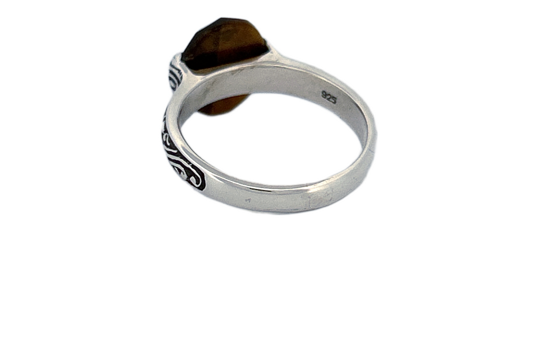 Sterling Silver Filigree Ring with Tiger’s Eye