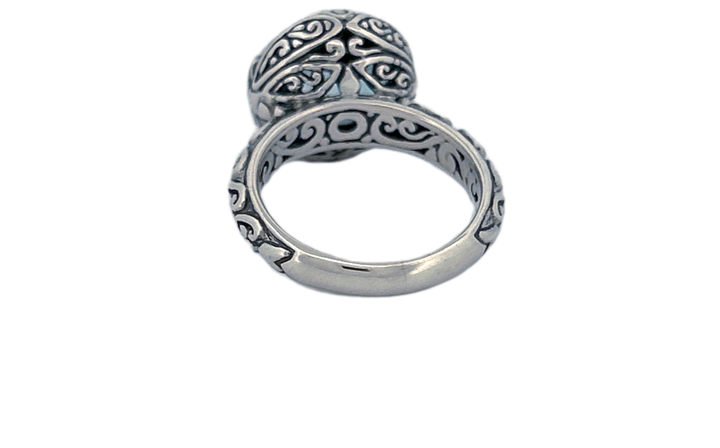 Handcrafted Sterling Silver Blue Topaz Cocktail Ring-R46
