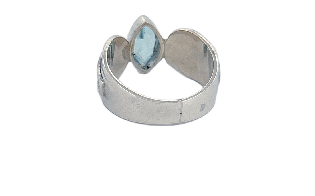Sterling Silver Marquise Blue Topaz Ring