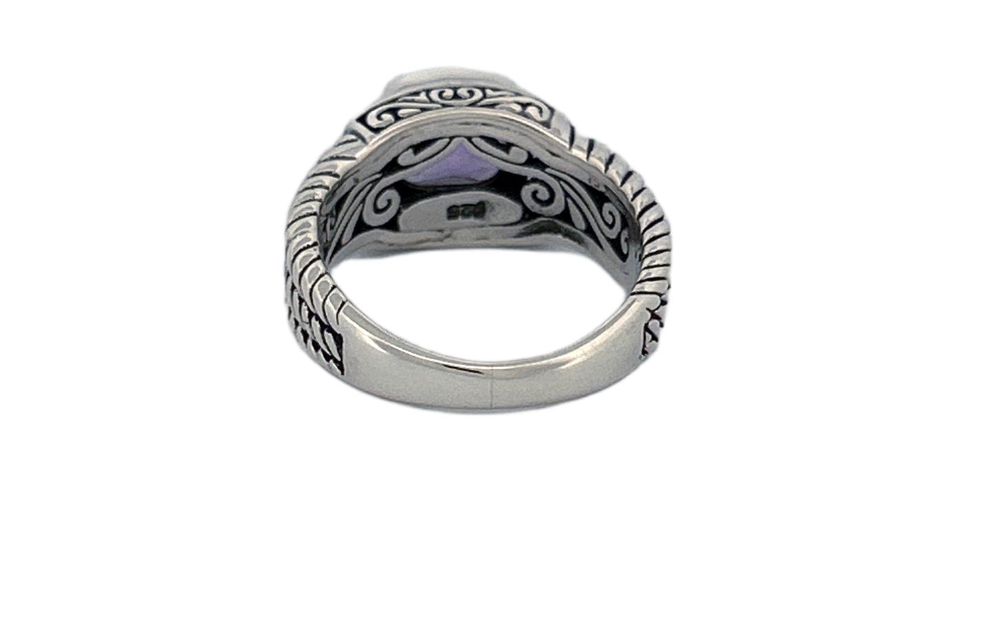 925 Sterling Silver Cushion Cut Natural Amethyst Ring - R42