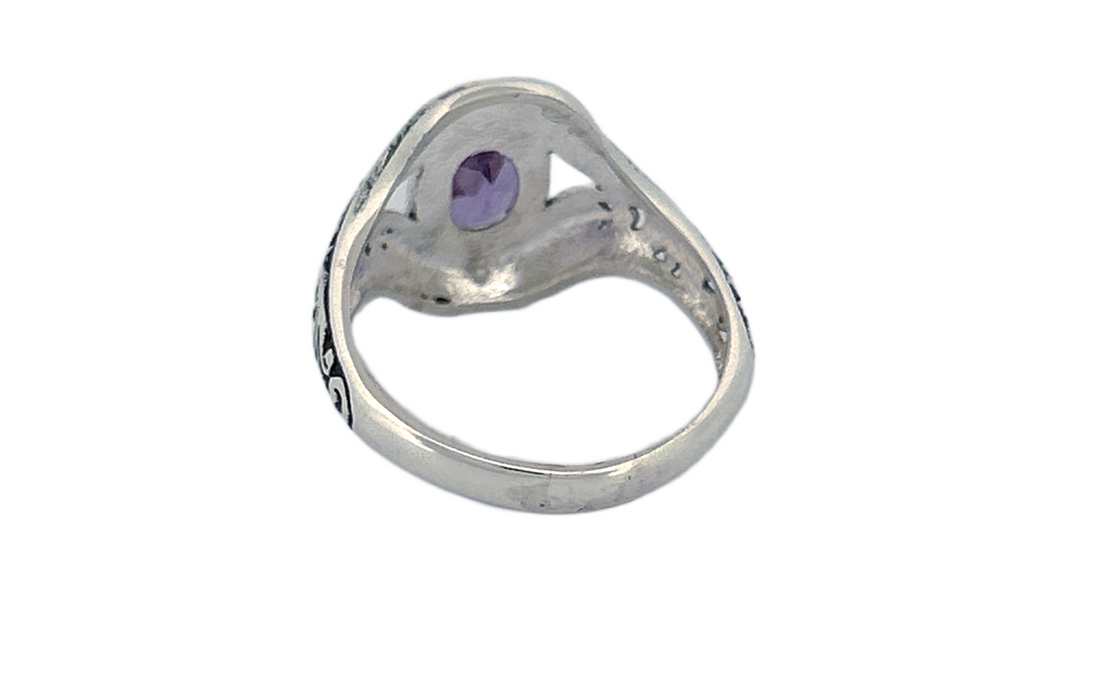 Sterling Silver Gemstone Ring – Amethyst & Blue Topaz