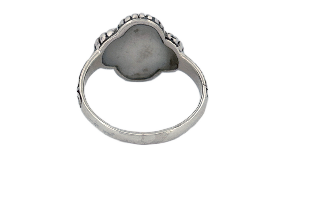 Handcrafted Sterling Silver Mother of Pearl Clover Ring R74