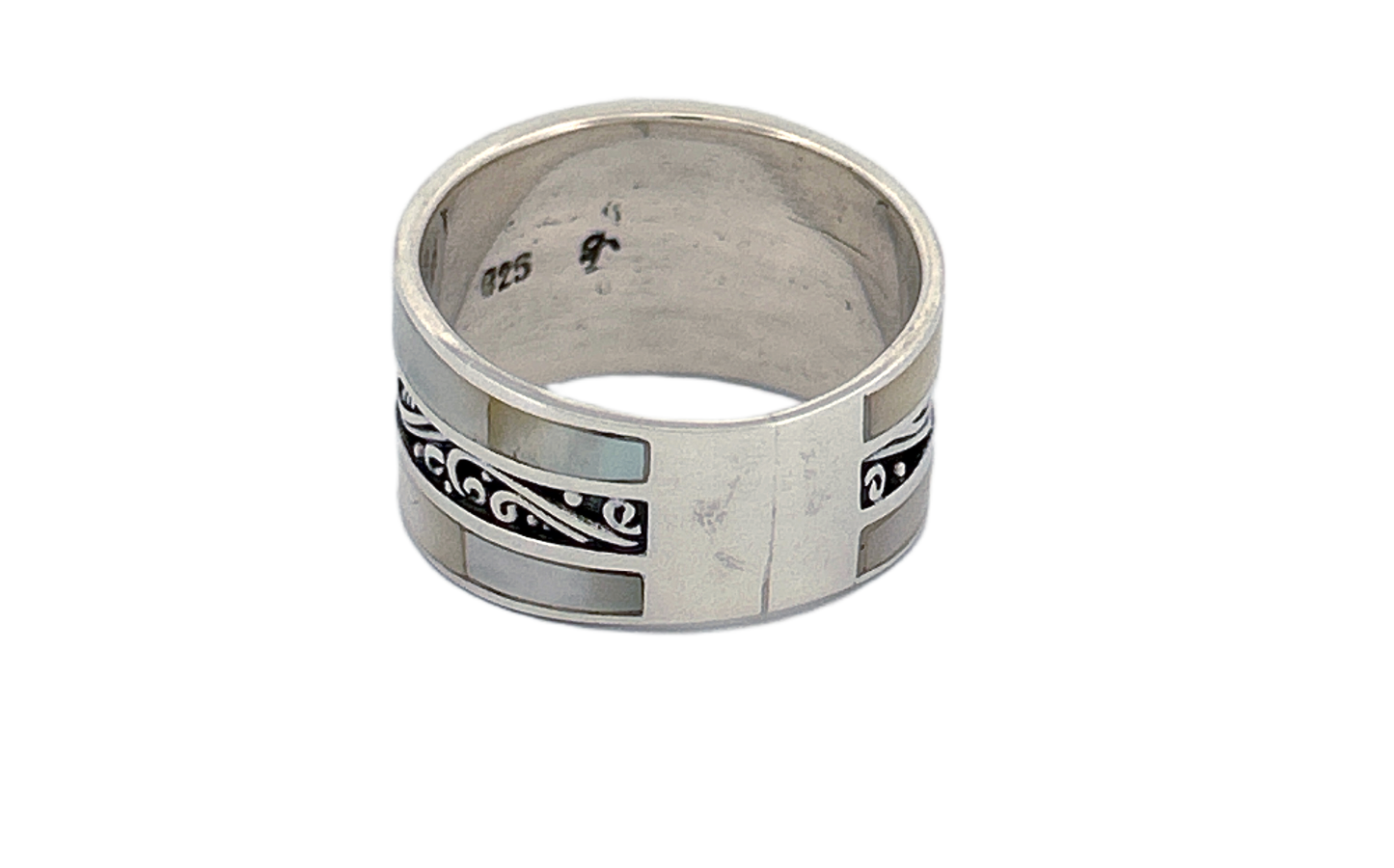 Sterling Silver Mother of Pearl Band Ring