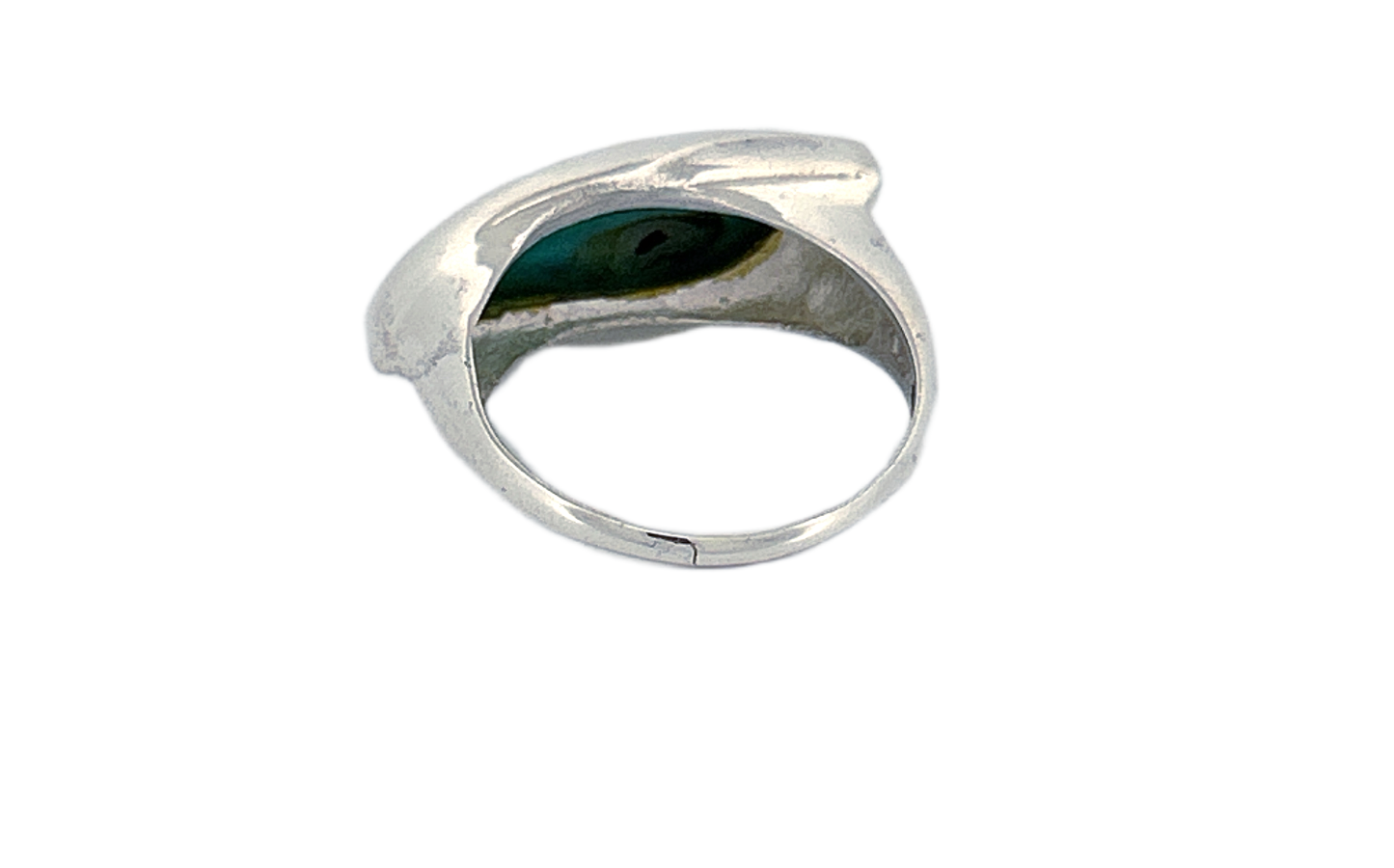 Sterling Silver Abalone Shell Ring – Modern Wave Design