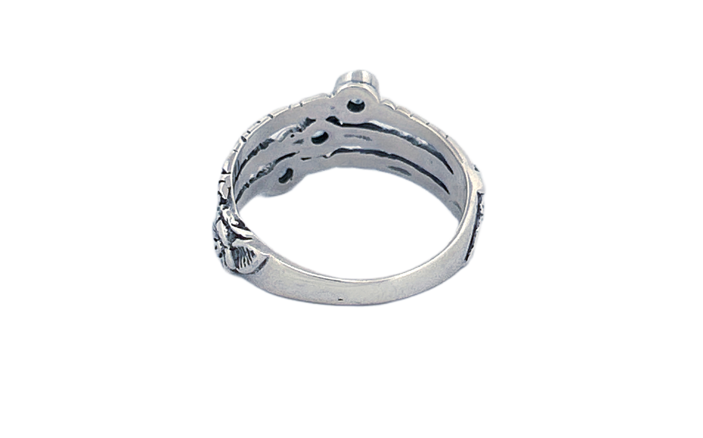 Sterling Silver Triple Gemstone Ring – Blue Topaz