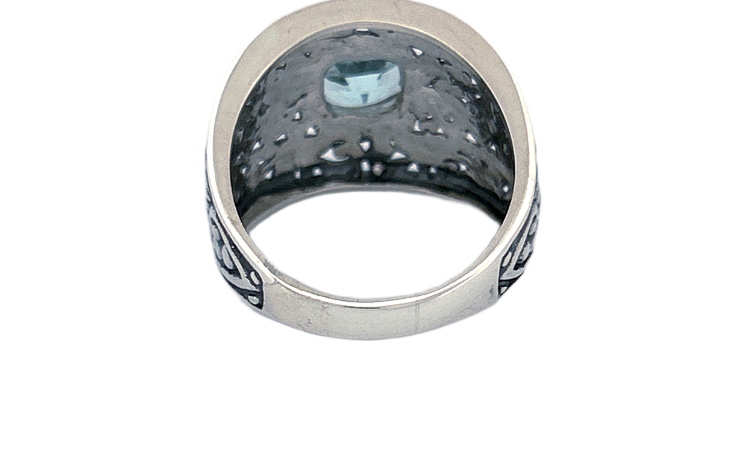 Sterling Silver Filigree Ring with Square‑Cut Gemstone