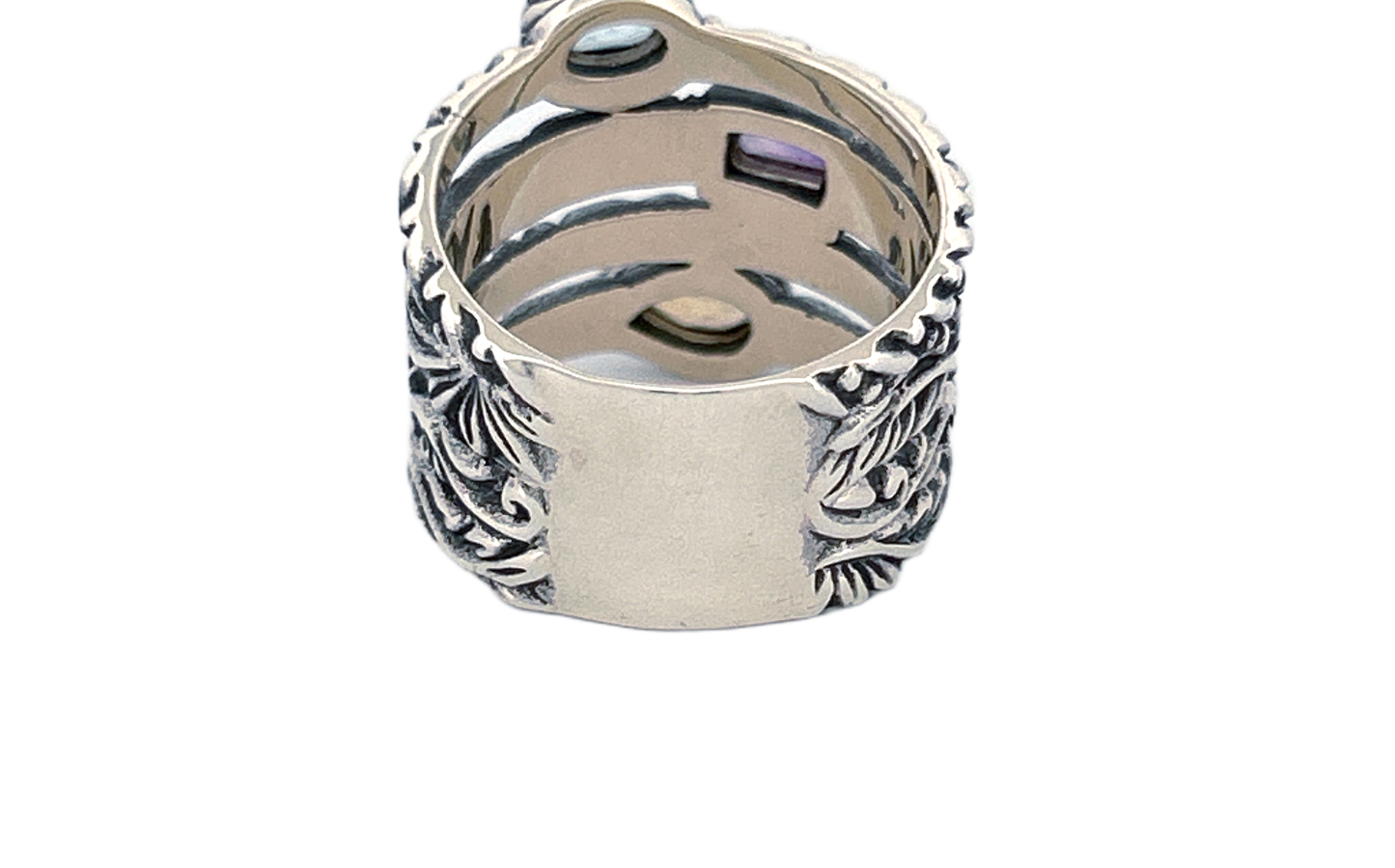 Sterling Silver Gemstone Stack Ring – Blue Topaz, Citrine & Amethyst