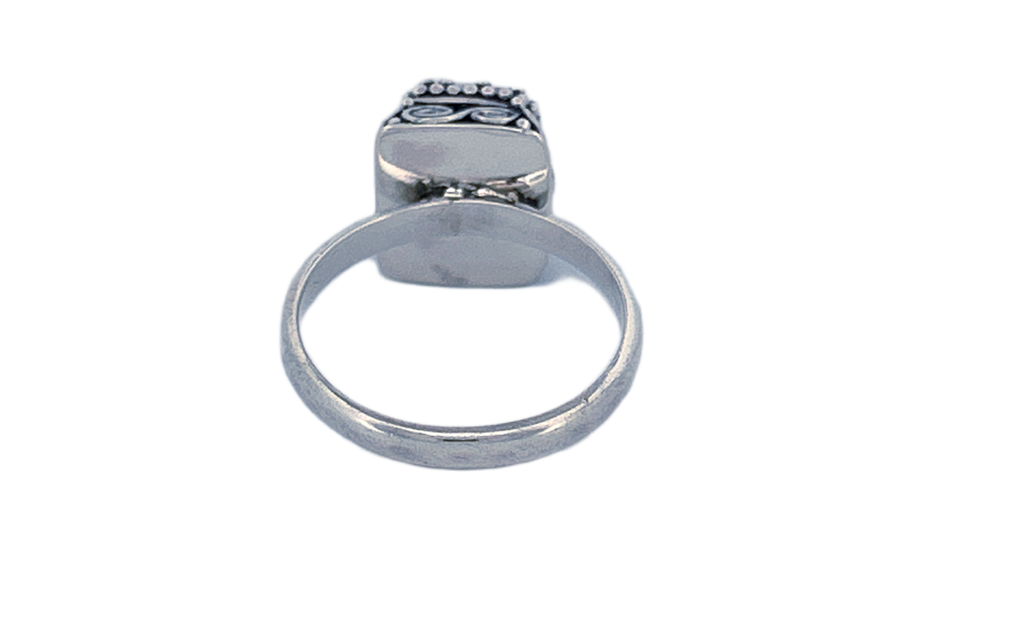 Hand Finished Sterling Silver Rectangular Cut Blue Topaz Ring- R73