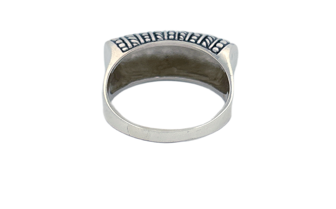 Sterling Silver Textured Band Ring – Dot & Rope Pattern