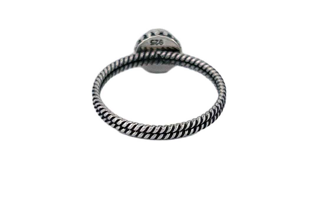 Round Cut Natural Blue Topaz Handmade Sterling Silver Ring- R76