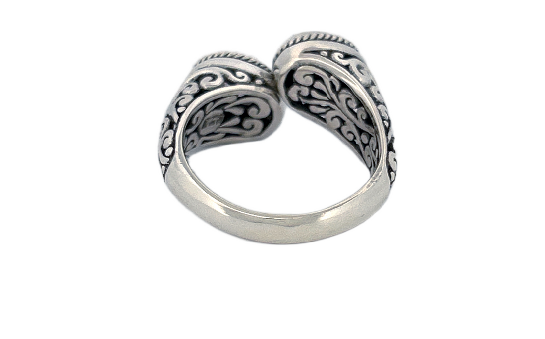 925 Sterling Silver Natural Amethyst Bypass Ring-R37