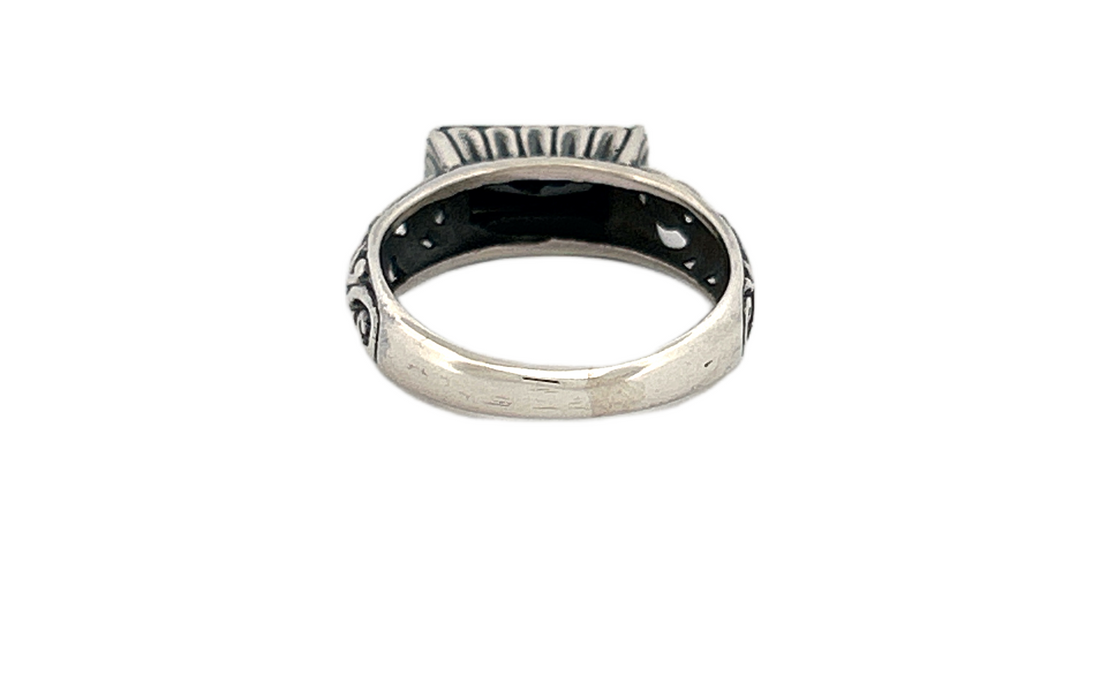 Sterling Silver Rectangular Black Onyx Ring