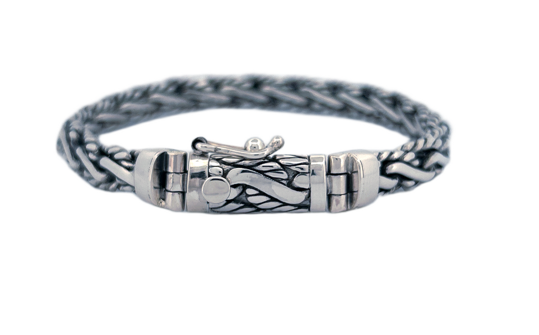 Genuine 925 Sterling Silver Bracelet with Spring Box Lock- CB26