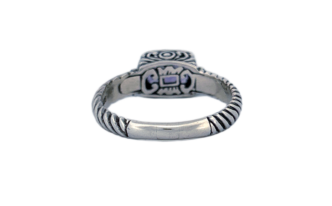 Handmade 925 Sterling Silver Natural Amethyst Cushion Cut Ring-R41